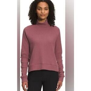 The North Face Cabot Cotton Thermal  Mock Neck Top L Outdoor Active Mauve Pink